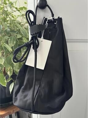 COS Drawstring Crossbody Bag - Nylon Black NWT